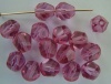 Fire Polished 8 mm Polygon Pink Rosaline Faceted Czech Glass Bead x 5
